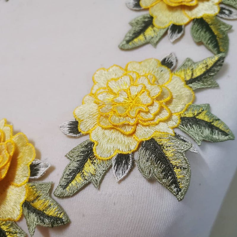 FEEPOP 7pcs Embroidery Rose Embroidery Patch Garment Decoration Patch Sewing Handmade DIY Garment Material (Yellow) - Image 2